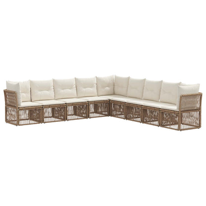 Tuinbankenset 9 pcs Beige poly rattan