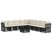 Tuinbankenset poly rattan zwart 9 zitplaatsen