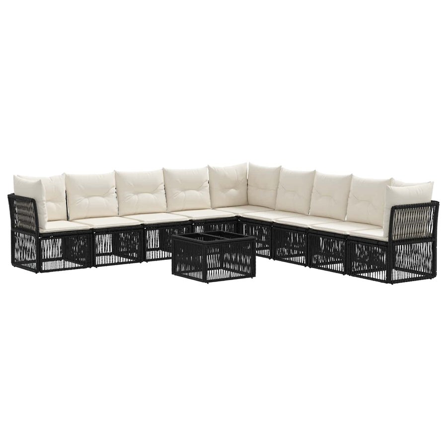 Tuinbankenset 10 pcs Zwart poly rattan