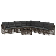 Tuinbankenset poly rattan grijs 9 zitplaatsen