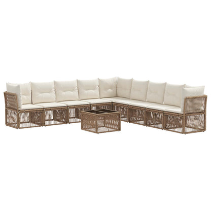 Tuinbankenset 10 pcs Beige poly rattan