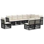 Tuinbankenset poly rattan zwart 10 personen