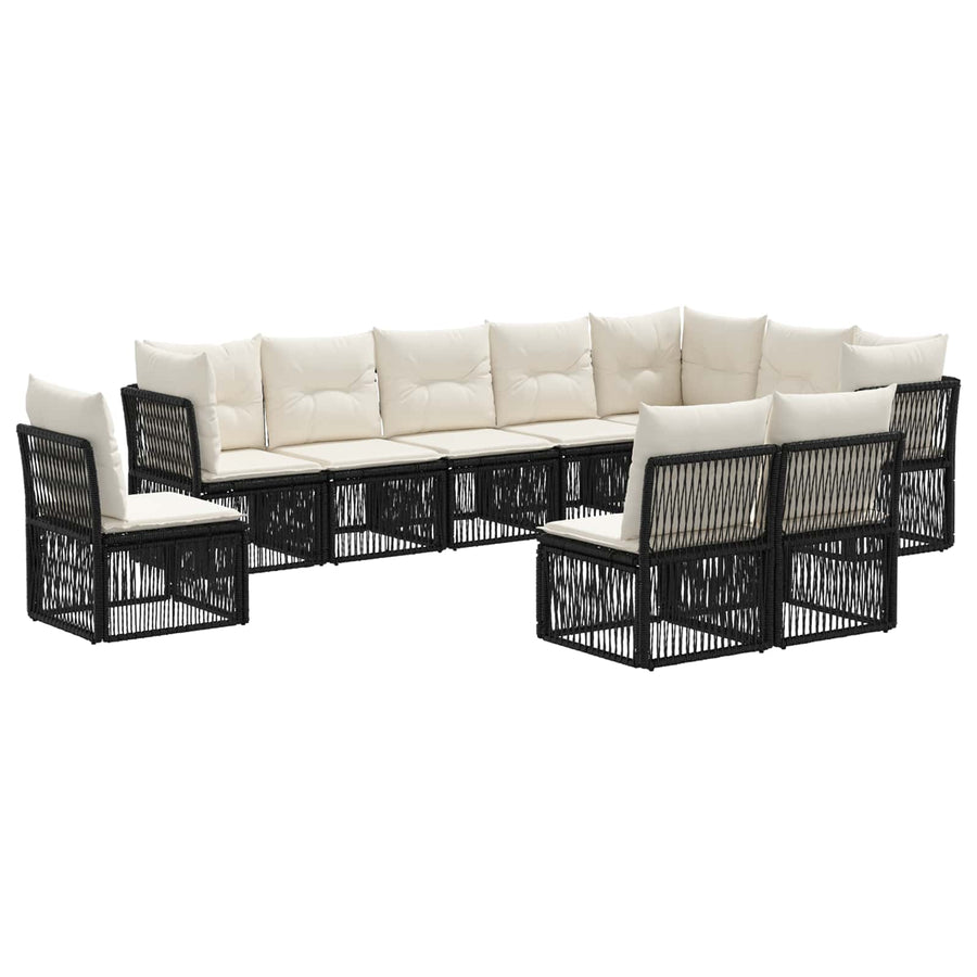 Tuinbankenset 10 pcs Zwart poly rattan