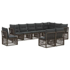 Tuinset poly rattan 10-delig grijs