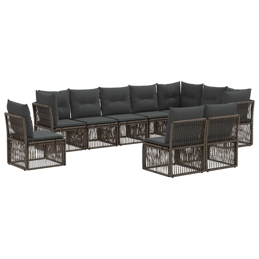 Tuinbankenset 10 pcs Grijs poly rattan