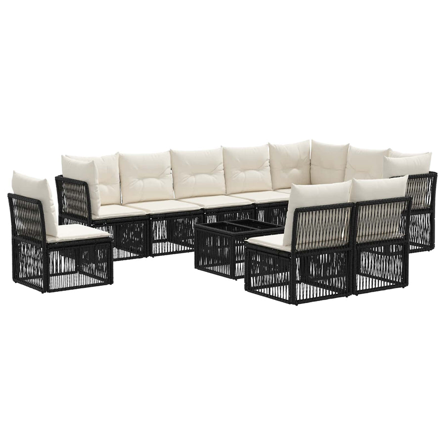 Tuinbankenset 11 pcs Zwart poly rattan