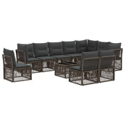 Tuinbankenset poly rattan grijs 11-delig