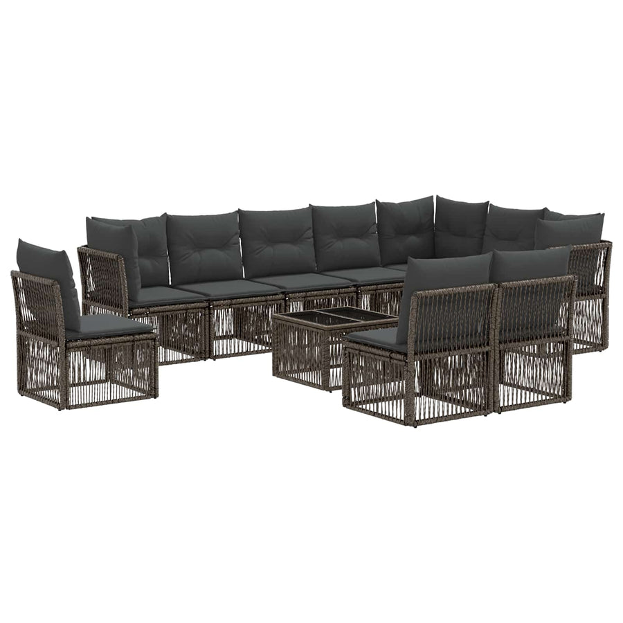 Tuinbankenset 11 pcs Grijs poly rattan