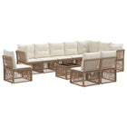 Garden bench set 11 pcs Beige poly rattan