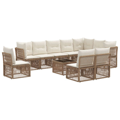 Tuinbankenset 11 pcs Beige poly rattan
