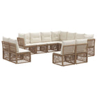 Tuinbankenset 11-delig poly rattan beige