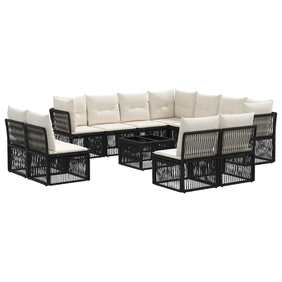Tuinbankenset 12 pcs Zwart poly rattan