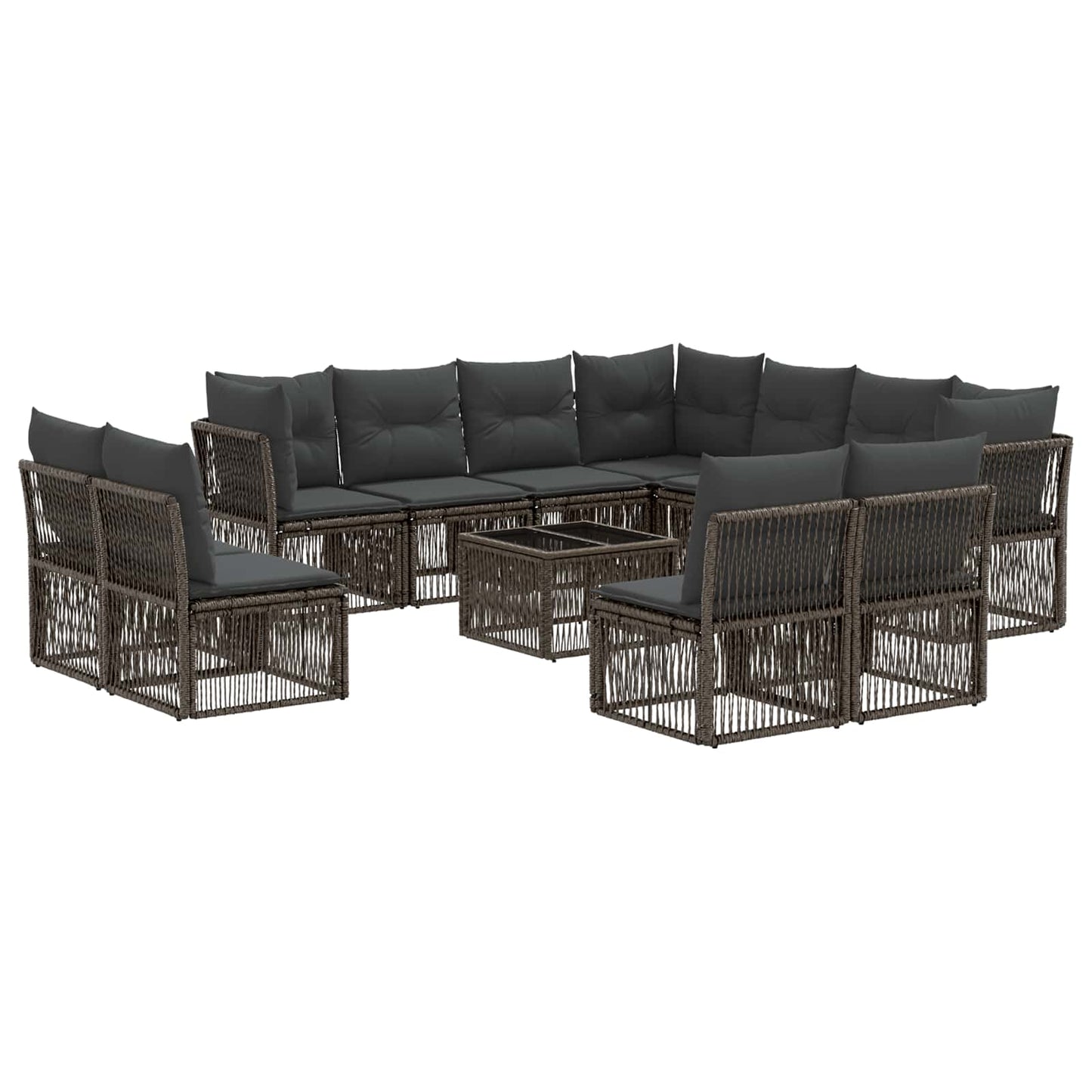Tuinbankenset 12 pcs Grijs poly rattan