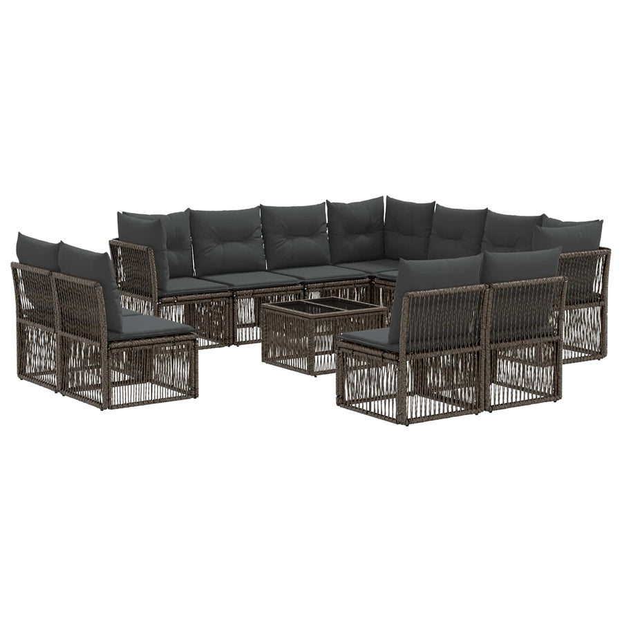 Tuinbankenset 12 pcs Grijs poly rattan