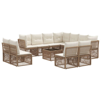 Tuinbankenset 12 pcs Beige poly rattan