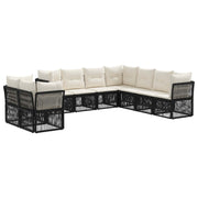 Tuinset poly rattan zwart 9-delig