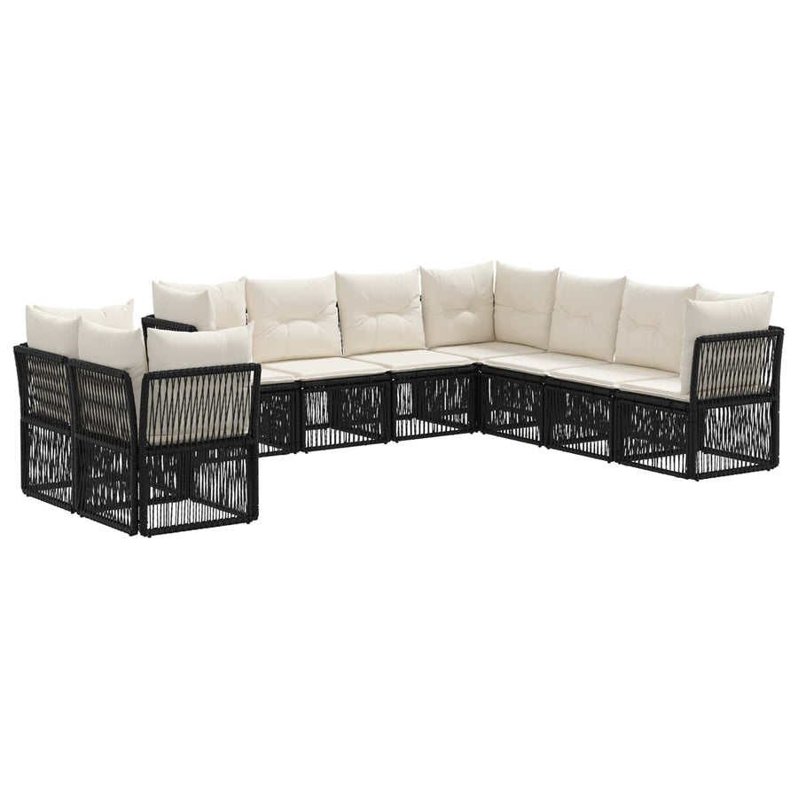 Tuinbankenset 9 pcs Zwart poly rattan