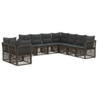 Tuinbankenset poly rattan grijs 9 delig