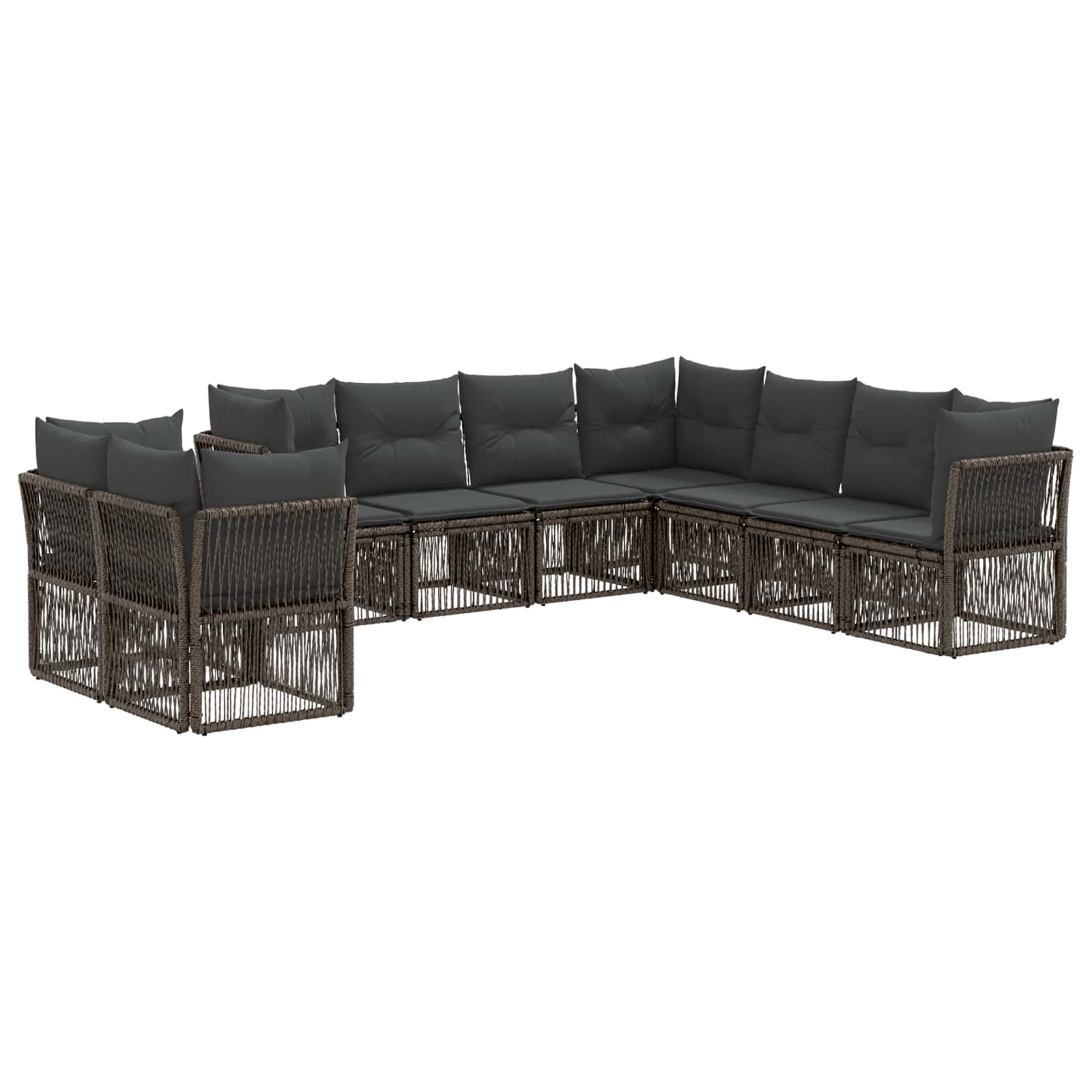 Tuinbankenset 9 pcs Grijs poly rattan