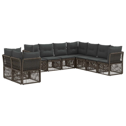 Tuinbankenset 9 pcs Grijs poly rattan
