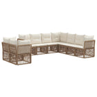 Tuinbankenset 9-delig poly rattan beige