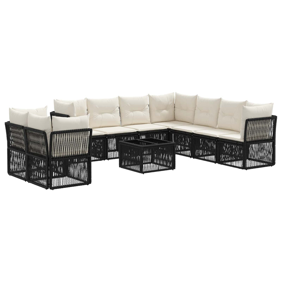 Tuinbankenset 10 pcs Zwart poly rattan