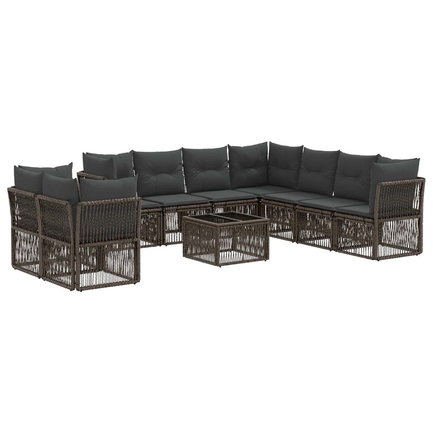 Tuinbankenset 10 pcs Grijs poly rattan