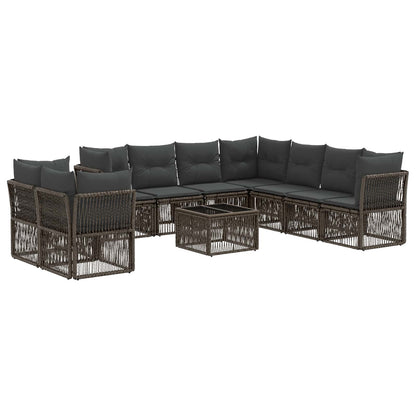 Tuinbankenset 10 pcs Grijs poly rattan