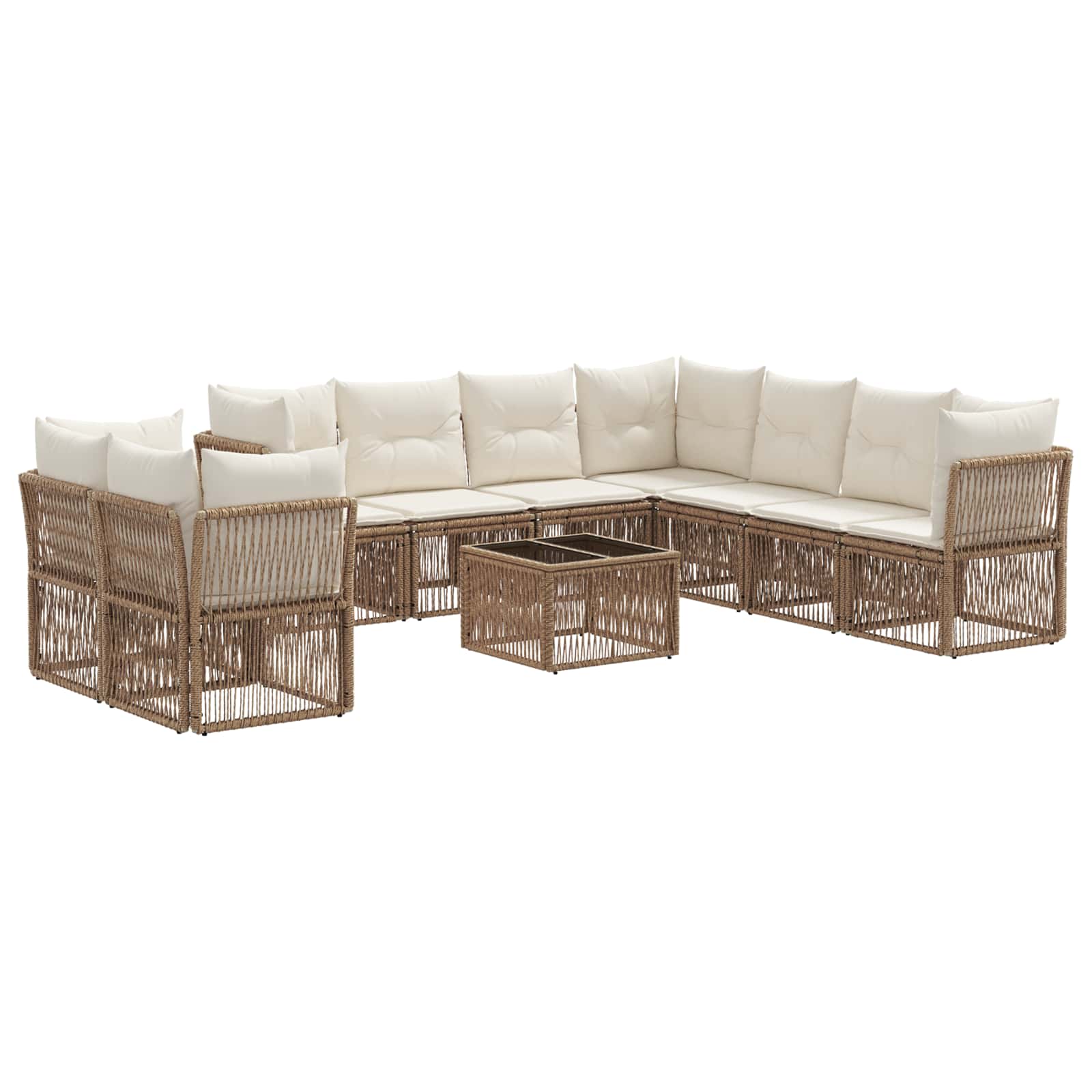 Tuinbankenset 10 pcs Beige poly rattan