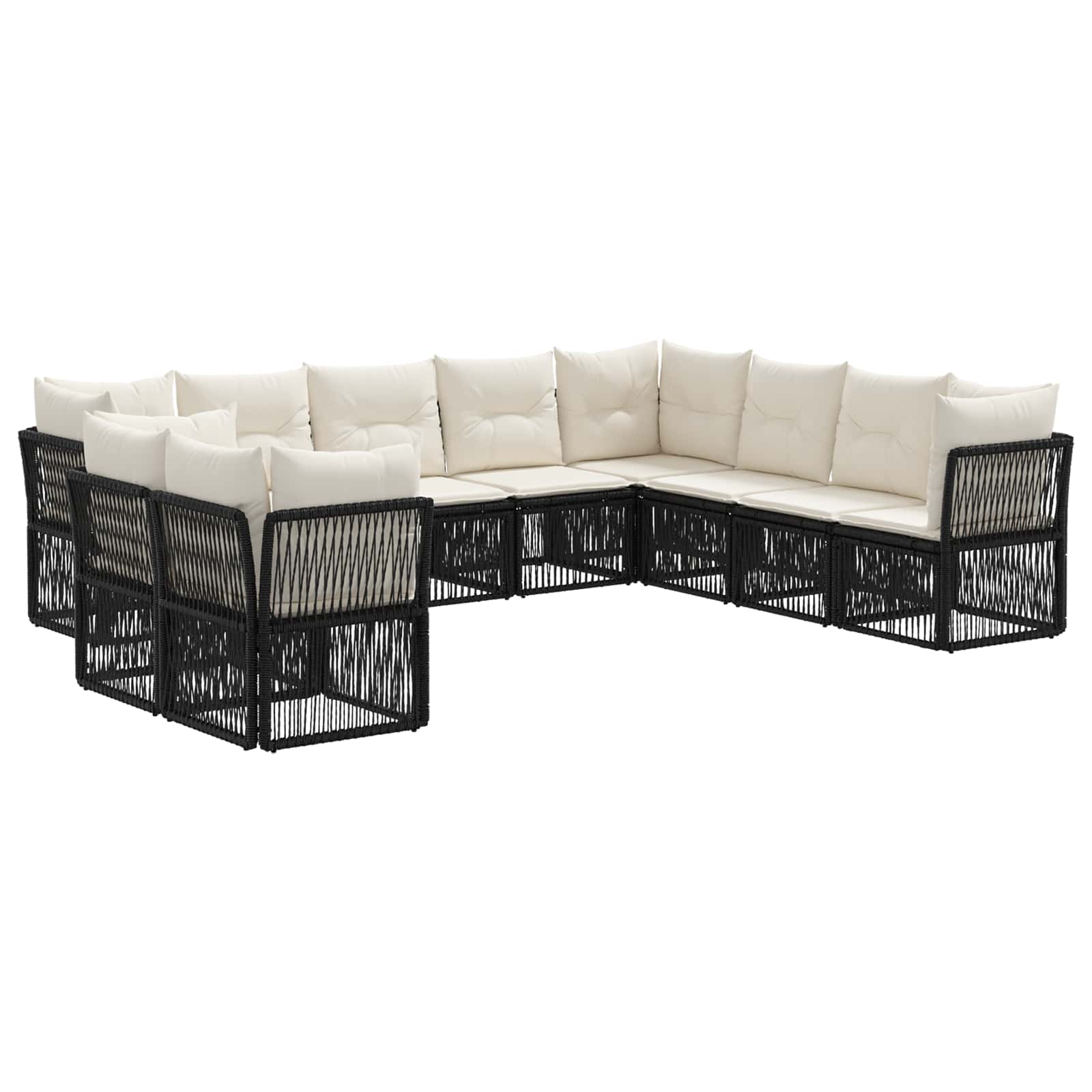 Tuinbankenset 10 pcs Zwart poly rattan