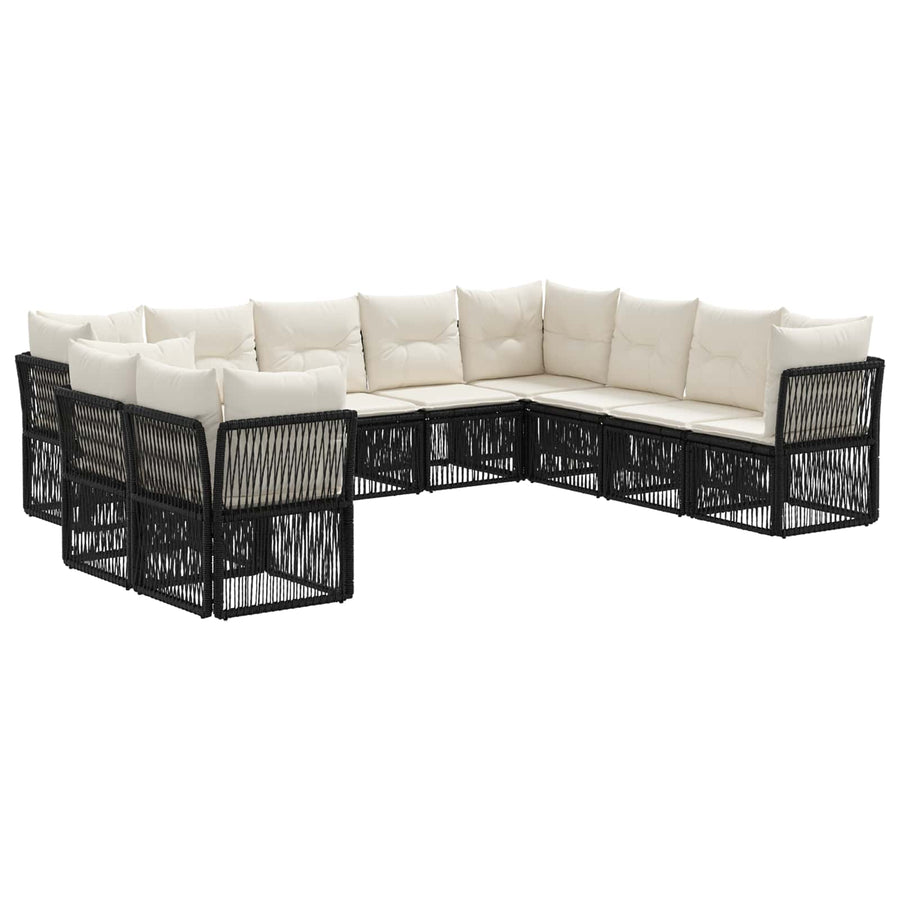 Tuinbankenset 10 pcs Zwart poly rattan