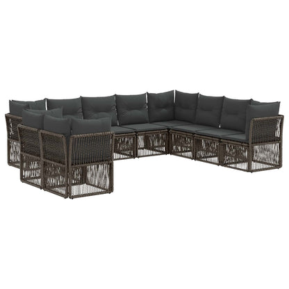 Tuinbankenset 10 pcs Grijs poly rattan