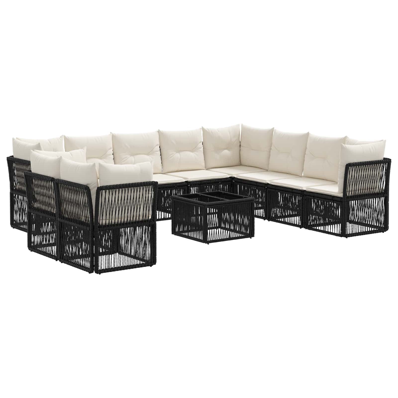 Tuinbankenset 11 pcs Zwart poly rattan