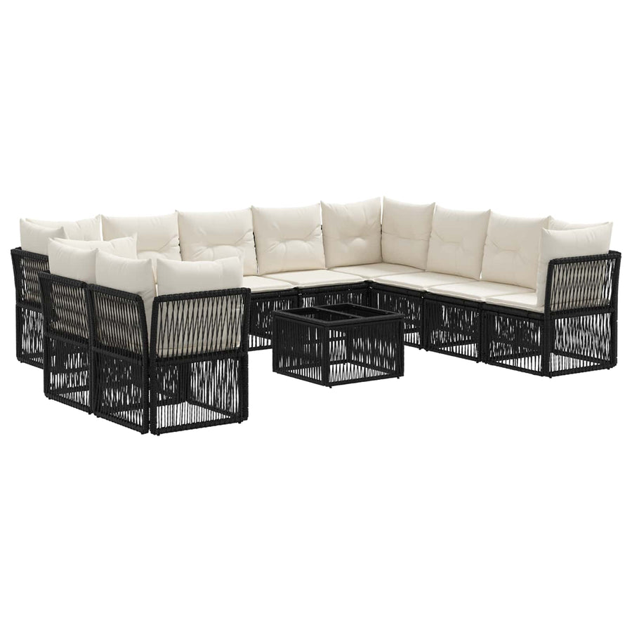 Tuinbankenset 11 pcs Zwart poly rattan