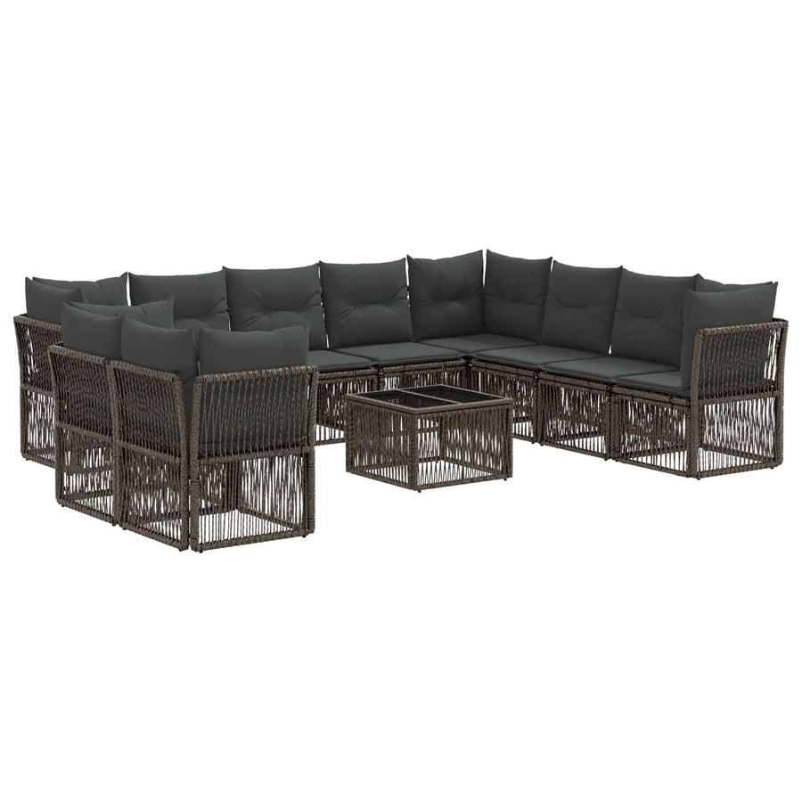 Tuinbankenset 11 pcs Grijs poly rattan