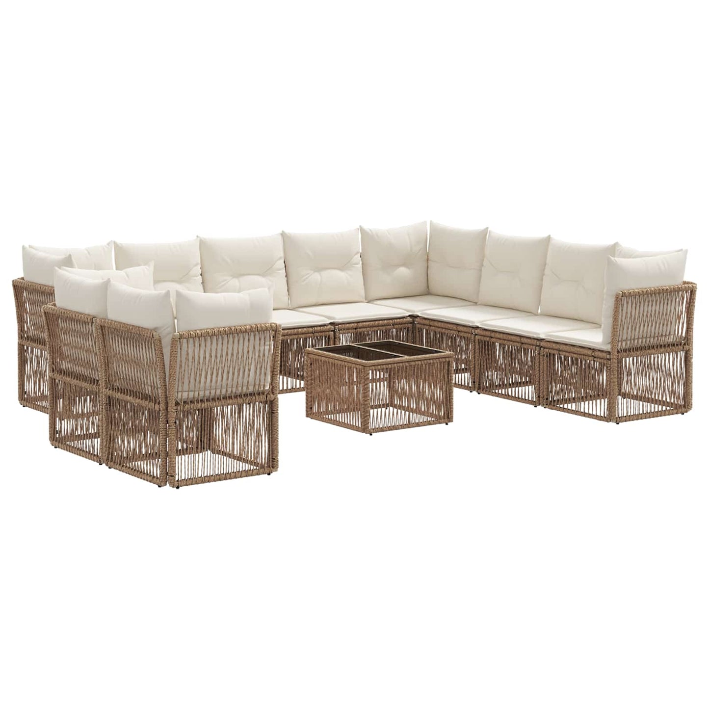 Tuinbankenset 11 pcs Beige poly rattan
