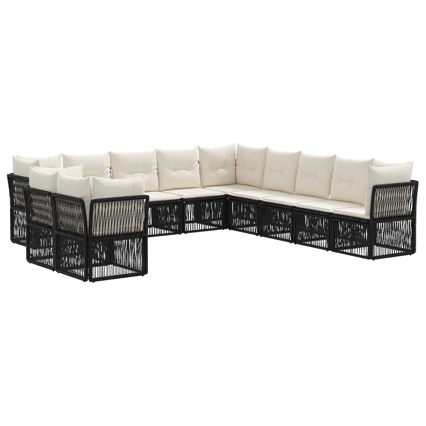 Tuinbankenset 11 pcs Zwart poly rattan