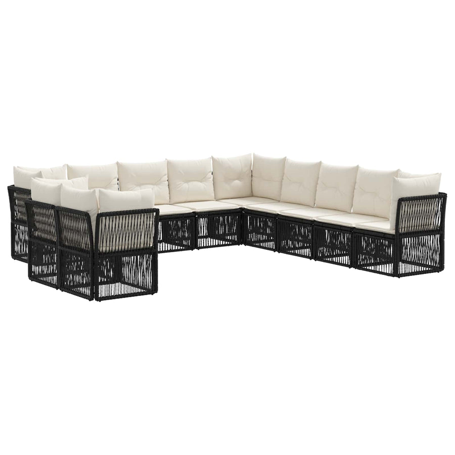 Tuinbankenset 11 pcs Zwart poly rattan