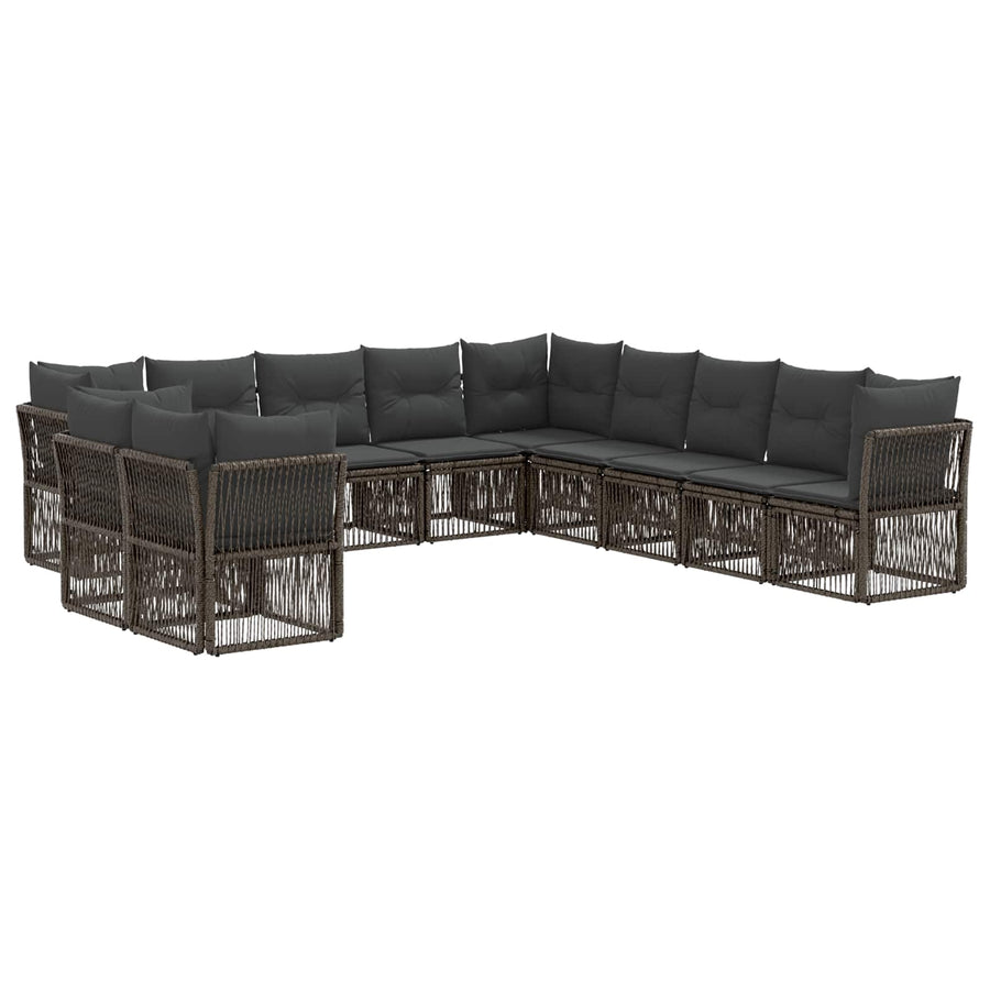 Tuinbankenset 11 pcs Grijs poly rattan
