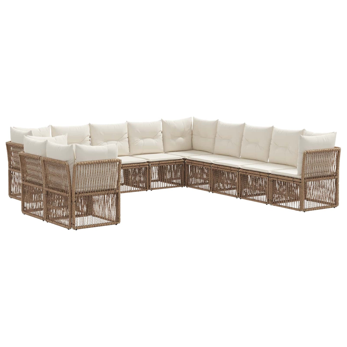Tuinbankenset 11 pcs Beige poly rattan