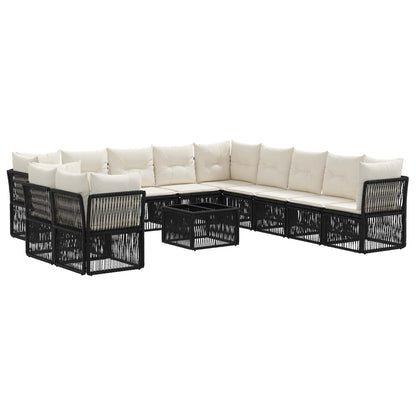 Tuinbankenset 12 pcs Zwart poly rattan
