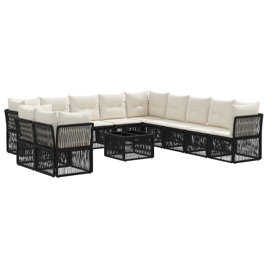 Tuinbankenset 12 pcs Zwart poly rattan