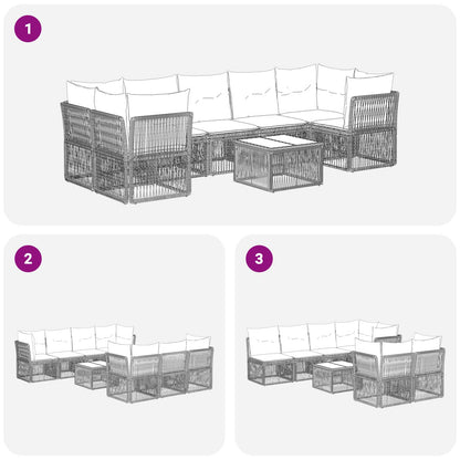 Tuinbankenset 12 pcs Zwart poly rattan