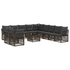 Garden Bench Set 12 pcs Grey poly rattan