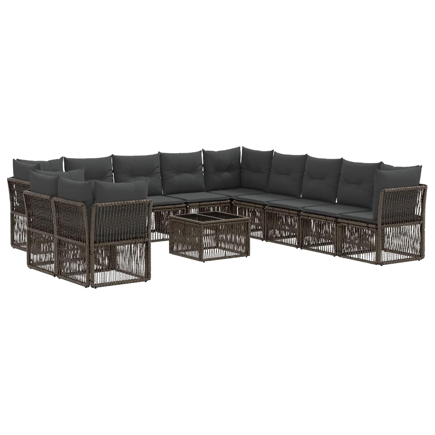 Tuinbankenset 12 pcs Grijs poly rattan