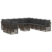 Tuinbankenset poly rattan grijs 12-delig