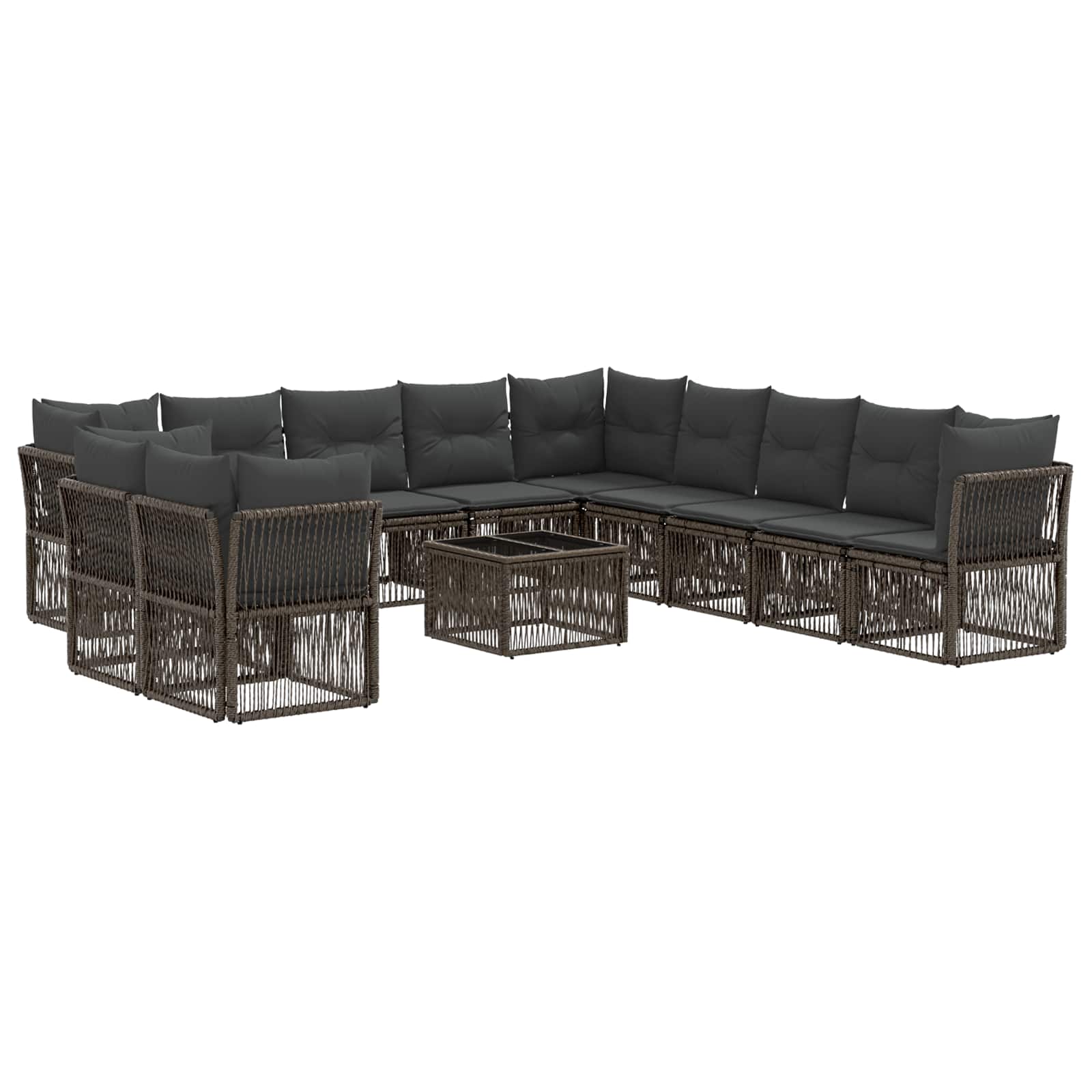 Tuinbankenset 12 pcs Grijs poly rattan