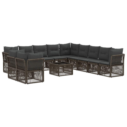 Tuinbankenset 12 pcs Grijs poly rattan