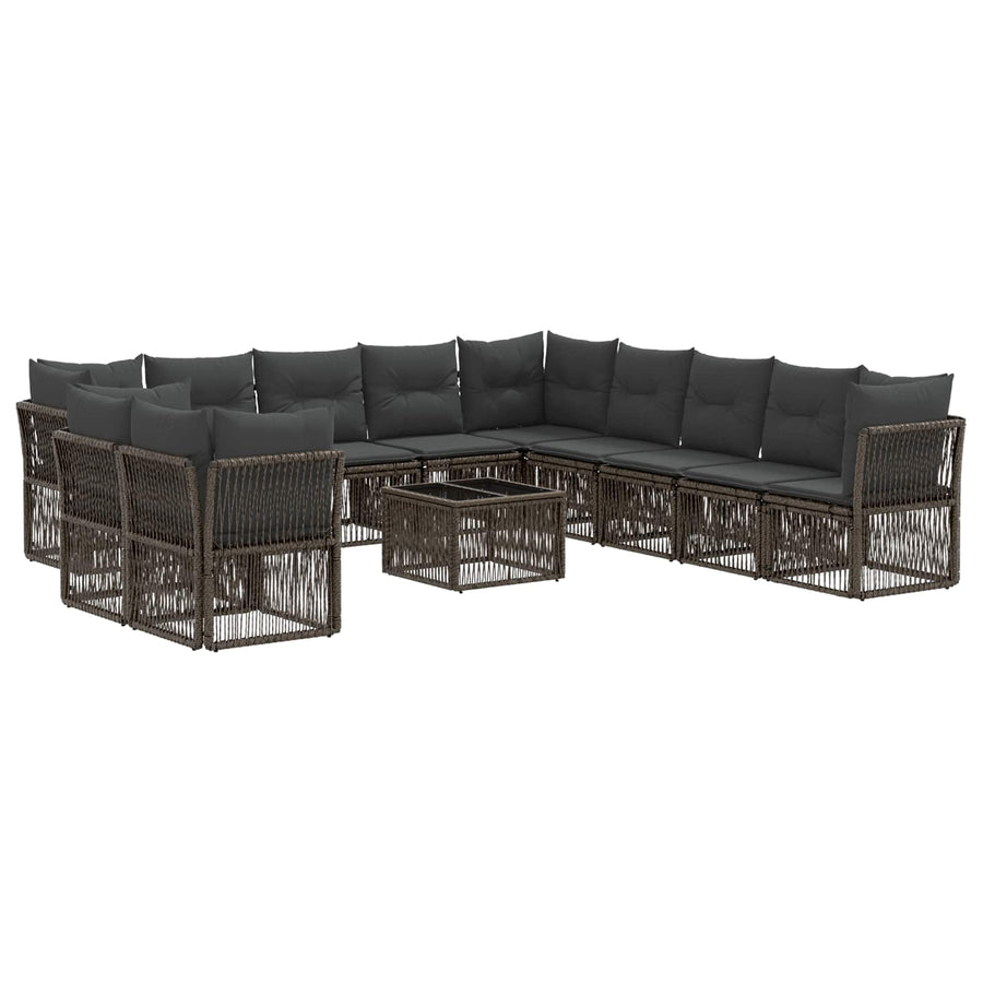 Tuinbankenset 12 pcs Grijs poly rattan