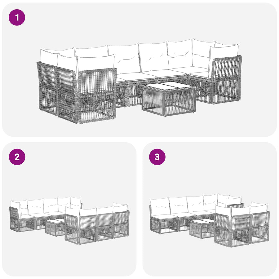 Tuinbankenset 12 pcs Grijs poly rattan
